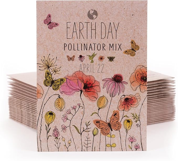 25 Earth Day 2025 Holiday Seed Packets (Wildflower Mix Seed Packets)