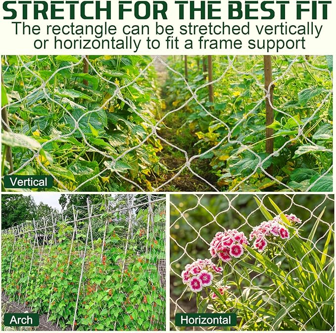 1 Piece White Jute Net Plant Support Netting 6.6 x 8 ft Heavy Duty Garden Plant Trellis Netting for Climbing Outdoor Indoor Grow Net for Cucumber Vine Tomatoes Peas Flower Fruits Vegetables