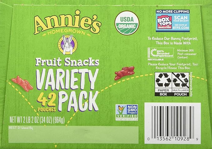 Annie's Homegrown Homegrown Fruit Snacks Variety Pack Net Wt (42 Pack 0.8 Oz Net Wt 34 Oz )