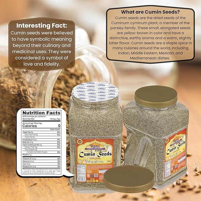 Rani Cumin Seeds Whole (Jeera) Spice 80oz (5lbs) 2.27kg Bulk PET Jar ~ All Natural | Gluten Friendly | NON-GMO | Kosher | Vegan | Indian Origin