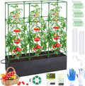 POILKMNI 66x17x49 Inch Garden Tomato Cages with 46 Gallon Grow Bags, Square Plant Support Trellis Assembled with Planter Bags, Garden Cucumber Vegetables Frames for Vertical Climbing Plants