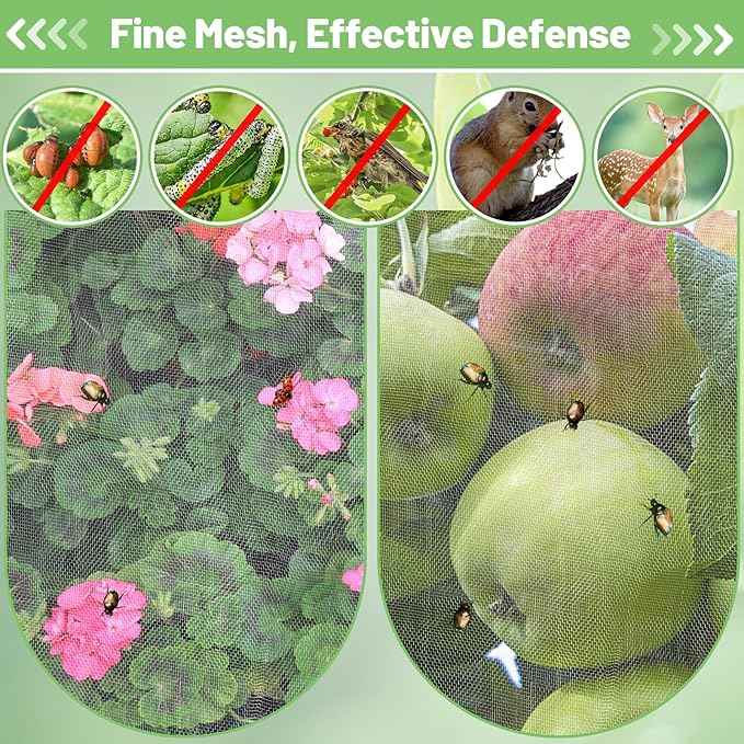 4x10ft Garden Netting - Ultra Fine Mesh Plant Covers to Keep Small Animals Pest Out, Bird Barrier for Protecting Vegetables Fruits Flowers Raised Beds (Without Support Pole)