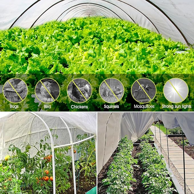 RIFNY Plant Covers Freeze Protection, 1 oz/yd² 8Ft x 24Ft Frost Cloth Plant Freeze Protection for Winter Frost Snowstorm, Frost Blankets for Outdoor Plants Protect from Birds, Pests