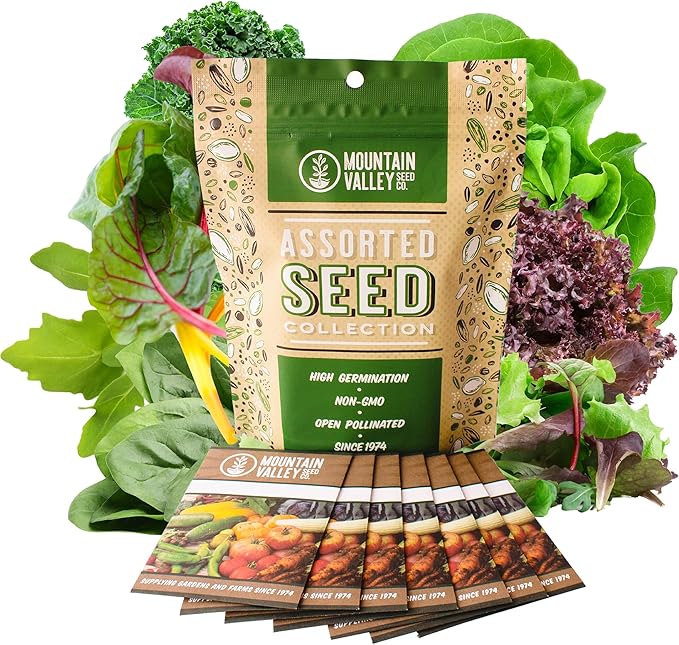 7 Leafy Power Green Seed Varieties for Planting – Non-GMO Heirloom Collection – Kale, Mixed Lettuce, Butterhead, Leaf Lettuce, Spinach, Arugula & Swiss Chard