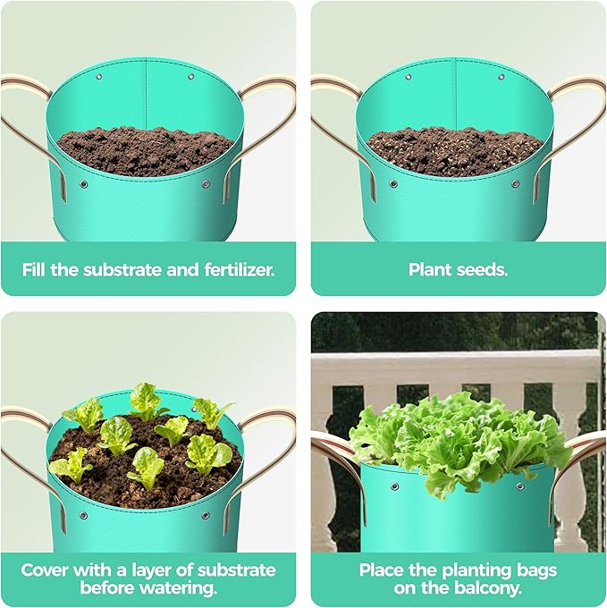 SPONDWILD 7 Pcs 25 Gallon Potato Grow Bag, PE Garden pots Plant Grow Bag with Branch-Binding Holes and Drain holefor for Vegetables, Strawberries, Flowers