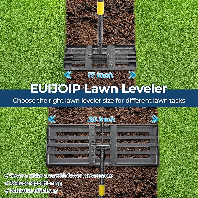 Heavy Duty Lawn Leveling Rake 30x10 with 72" Adjustable Handle - Commercial Grade Landscape Grading Tool, Foldable Yard Leveler for Soil Sand & Topdressing | Stainless Steel + Ergonomic Design
