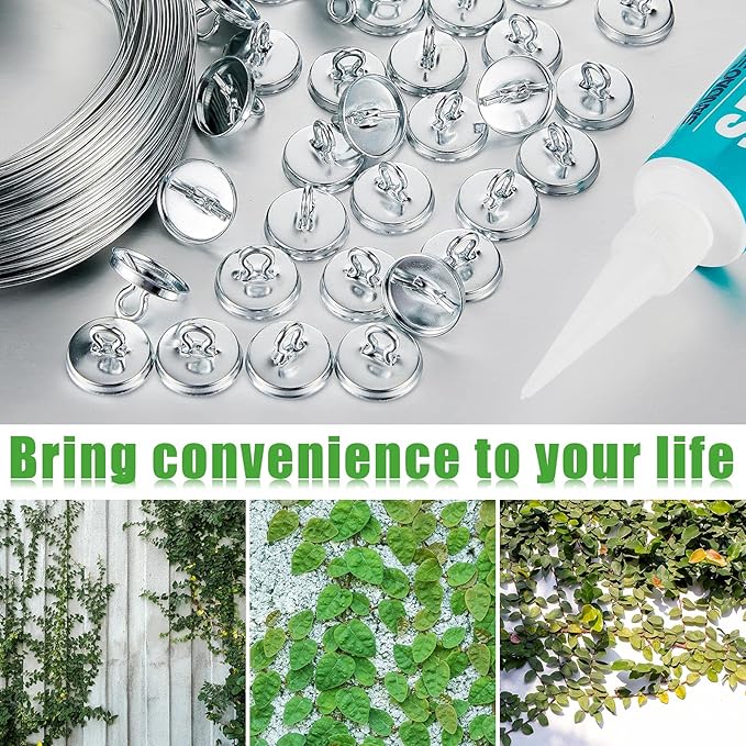 WILLBOND 50 Pieces Garland Hanging Hooks Plant Anchors for Trellis Plant Vine Trellis Anchor Wall Fixture Clips for Garland Light Decorations (Silver)