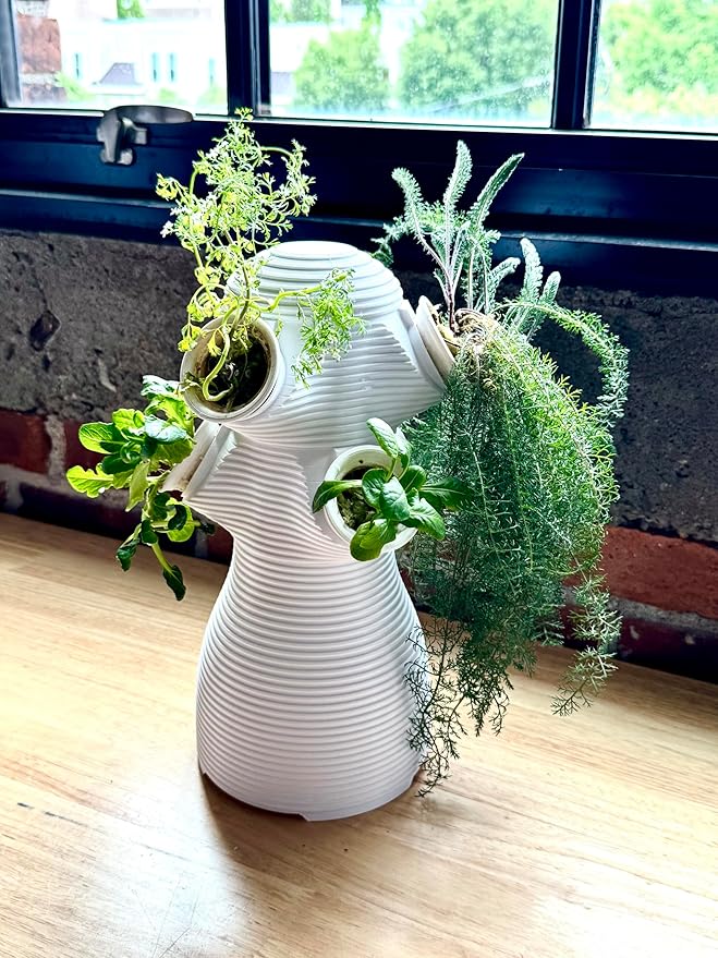3-Way Module for Hydroploot Indoor Desktop Hydroponics Tower System, with 3 Pods and Diffuser, Expandable to 5 Modules, White
