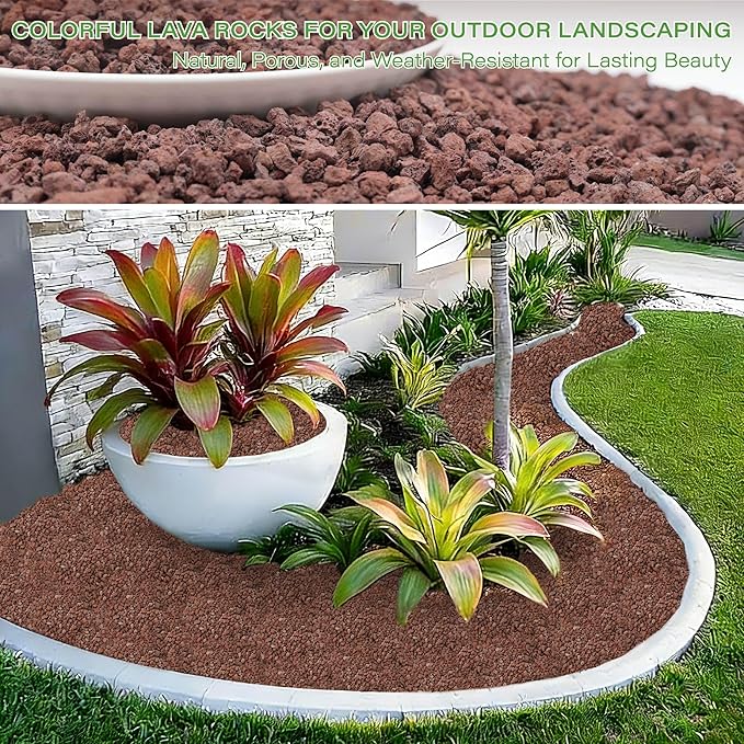 NUPICK 6lb Red Lava Rocks for Plants, 3/8" Succulent Potting Soil Amendments, Decorative Lava Rocks for Fire Pit, Volcanic Gravel for Aquarium, Natural Pebbles Pumice for Cactus, Vase, Top Dressing