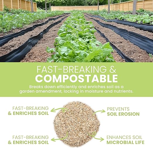 Garden Bed Organic Soil Conditioner - Hemp HURD Garden Mulch - Eco Friendly Potting Soil Aid - Moisture Retaining - Weed Suppressor - Perfect for Flowers & Vegetables - Grown in The US - 1 lb.
