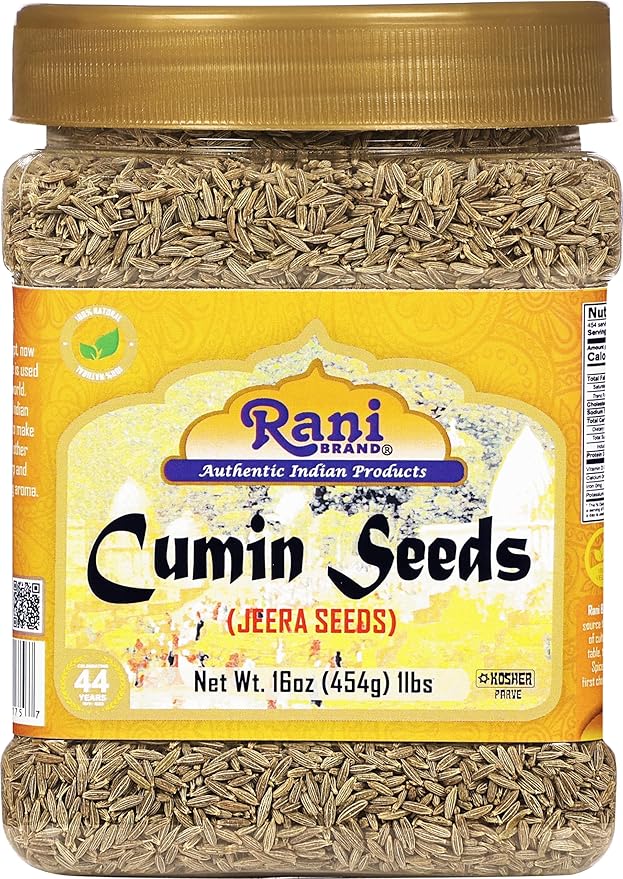 Rani Cumin Seeds Whole (Jeera) Spice 16oz (1lb) 454g PET Jar ~ All Natural | Gluten Friendly | NON-GMO | Kosher | Vegan | Indian Origin