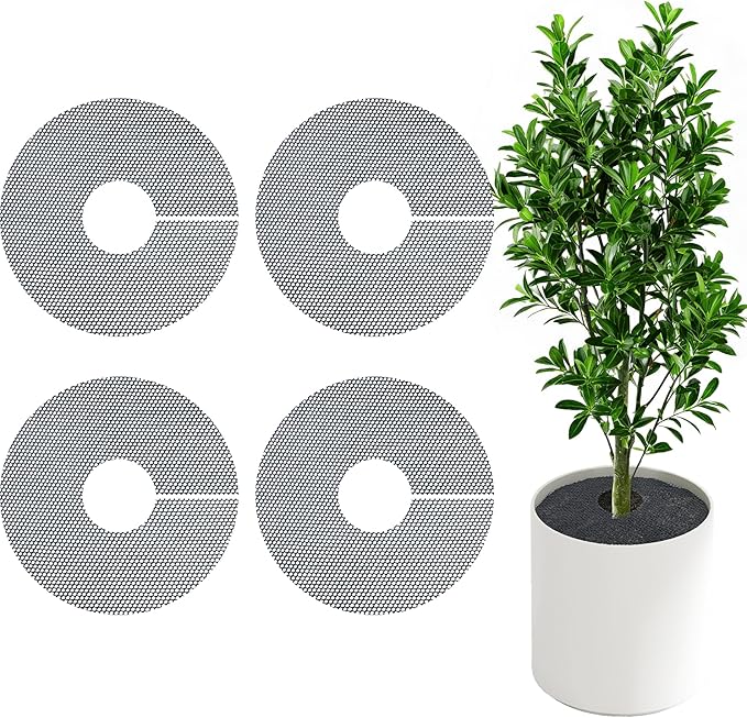 4 Pack Plant Pot Grids - 15.7 Inch Cuttable Soil Cover Protector from Cats, Animals Digging Stopper, Indoor Plant Pot Soil Guard for Outdoor Garden Balcony