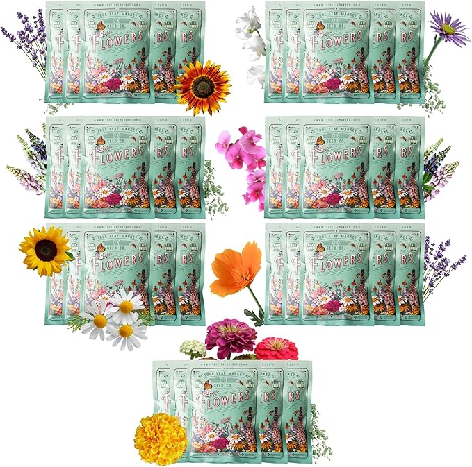 35 Varieties of Flower Seeds for Planting, ~20,000 Seeds - Includes Annuals, Perennials, & Wildflowers - Our Largest Assortment of Bulk Flower Seeds - Premium Flower Garden Seed Collection