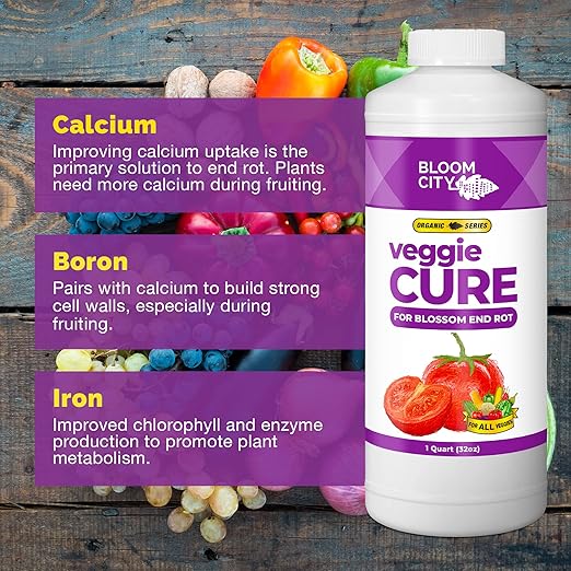 Bloom City Veggie Cure for Blossom End Rot – Liquid Plant Food for Calcium Support, Reduced Blossom End Rot & Healthier Vegetable Growth, 32 oz