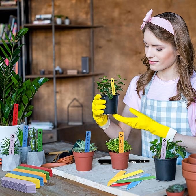 Plant Labels 4 Inch 600Pcs Plastic Plant Name Tags for Seedlings Garden Labels Markers Nursery Plant Tags Seed Labels Stakes with Permanet Marking Pen Plant Markers for Outdoor Garden (Multicolor600)