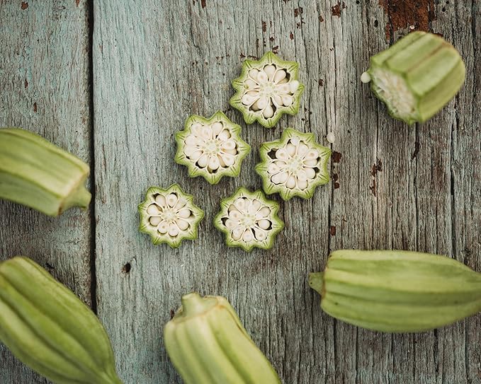 Star of David Okra - 50 Seeds - Tender & Delicious Heirloom Okra Variety, Non-GMO Heirloom Okra Seeds for Planting in The Home Garden, Thresh Seed Company