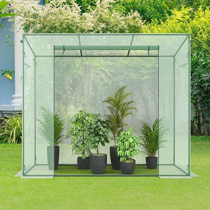 Kecreque Small Greenhouse for Outdoors, Green House for Winter with Roller Shutter Zipper Door and Window, Thickened PE Cover, Portable Greenhouse for Indoor and Outdoor Plant Growth