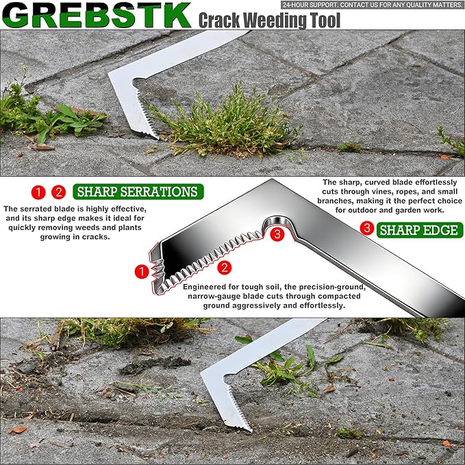 GREBSTK Crack Weeder Crevice Weeding Tool Stainless Steel Manual Weeder Beech Handle Gardening Tool