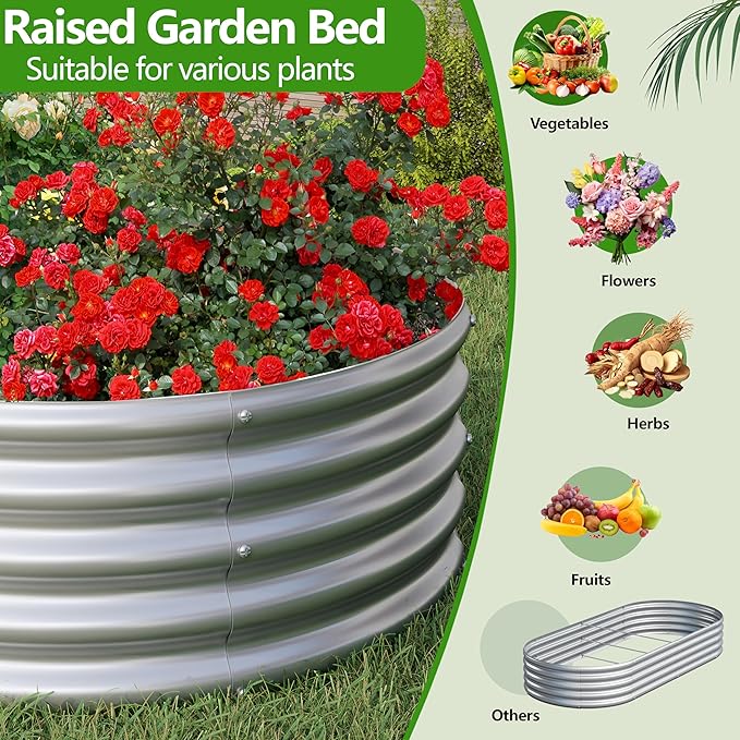 Easllre 2PCS 6x3x1ft Galvanized Metal Raised Garden Bed Kit,Outdoor Planter Box Vegetables,Flowers,Herbs Durable Rust-Resistant Patio Gardening Beds