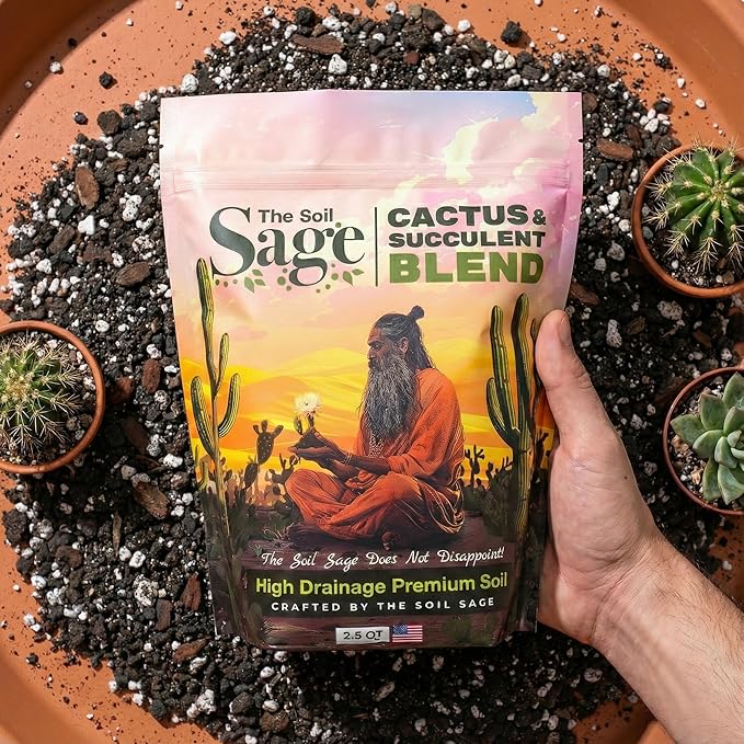 2.5 Dry Qt Cactus & Succulent Potting Soil Mix, USA Made - Gritty, Fast Draining, Soilless, Root Boosting, Peat-Free - Growth of Cactus, Succulents, Jade, Aloe Vera