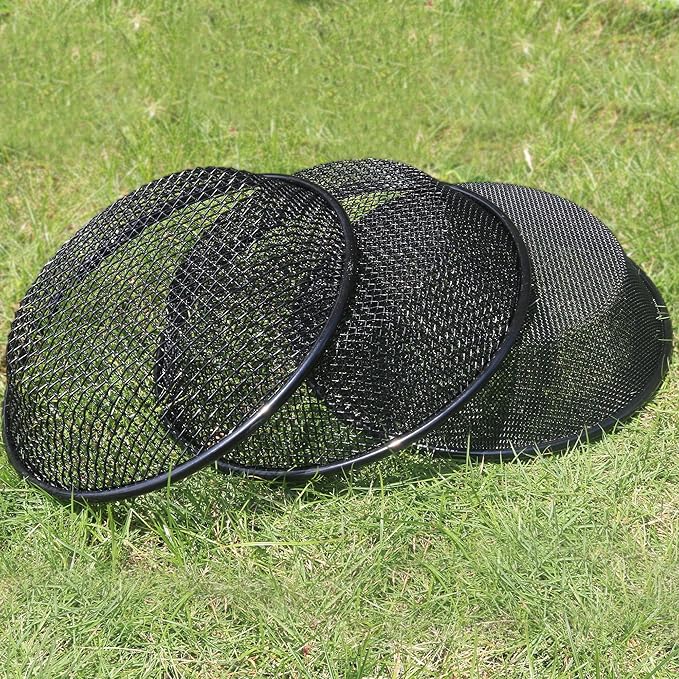 3Pcs 11.8" W Soil Sifter for Gardening, 2,4,6mm Grid Rock Sifter for 5 Gallon Bucket, Stainless Steel Fine Dirt Sifter, Compost Sifter for Capturing Dirt, Sand, Rocks, and Filtering Compost (Black)