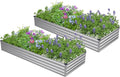 Easllre 2PCS 6x3x1ft Galvanized Raised Garden Bed Kit, Galvanized Planter Raised Garden Boxes Outdoor, Large Metal Raised Garden Beds for Vegetables,Silver