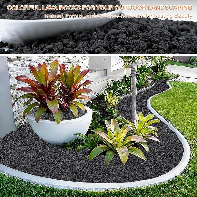 NUPICK 20lb Black Lava Rocks for Plants, 3/8" Succulent Potting Soil Amendments, Decorative Lava Rocks for Fire Pit, Volcanic Gravel for Aquarium, Natural Pebbles Pumice for Cactus, Vase, Top Dressing