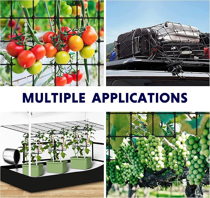 iPower Elastic Trellis Netting for 3x3FT Grow Room, Heavy-Duty Plant Net with Hooks, Flexible Hydroponics Support for Indoor Plants, Gardening, and Horticulture (Pack of 2)