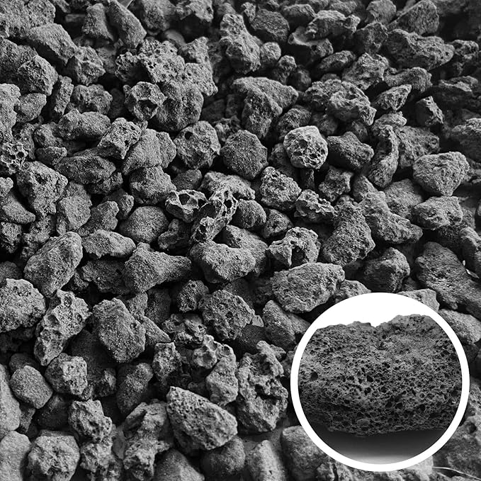 Lava Rocks for Plants -100% Pure Volcanic Rock No Dyes or Chemicals-Best Lava Stones Top Dressing for Cacti Succulents Plants,Bonsai (Black, 15LBS)