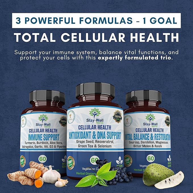 Soursop Capsules with Black Seed Oil, Sea Moss, Moringa, Turmeric, Resveratrol and Green Tea – Cellular Health, Immune, Antioxidant Support Formula – 3 Bottle Protocol