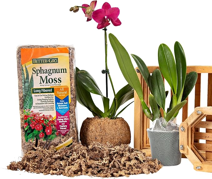 Better-Gro Sphagnum Moss - 100% Natural, Long-Fiber Moss for Orchids, Ferns, and Hostas, Excellent for Hanging Baskets and Propagating Plants - 240 Cubic Inches