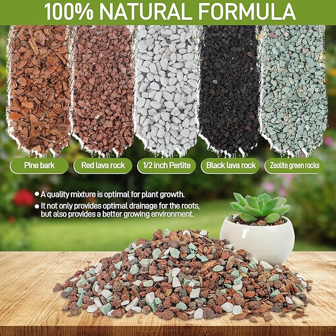 2 Quart Bonsai Soil Mix Lava, bark, Volcanic Rock, Green Zeolite and Perlite,Natural Organic Mix for Potted Plants