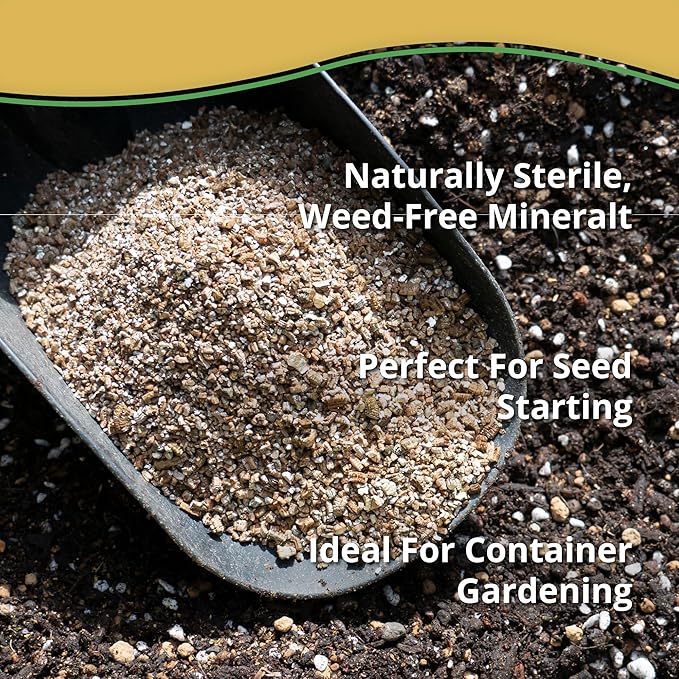 Vermiculite Bliss (8 Qts) - Organic Vermiculite for Gardening - 100% Natural Soil Amendment - Coarse Vermiculite for Plants, Potting Soil, & Seed Starting - Mixes with Garden Soil & Perlite for Plants