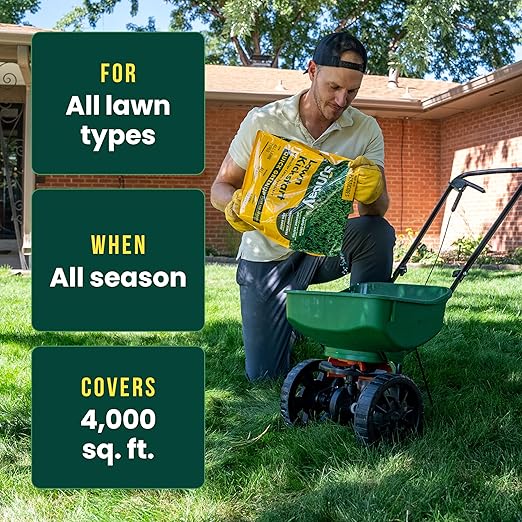 Sunday Lawn Kickstart Granular Fertilizer, 25-0-4, 12 lbs - Fast Green-Up & Soil Enrichment Lawn Fertilizer - Dual-Action Nitrogen & Iron for Up to 60 Days of Rapid Growth - Covers Up to 4,000 Sq Ft