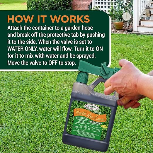 Medina HastaGro Liquid Lawn Fertilizer - 12-4-8 Liquid Fertilizer for Lawns, Ready to Spray Grass Fertilizer for Lawn Care, Lawn Food for Vibrant Green Lawns, 1 Qt - Treats Up to 4000 Sq Ft