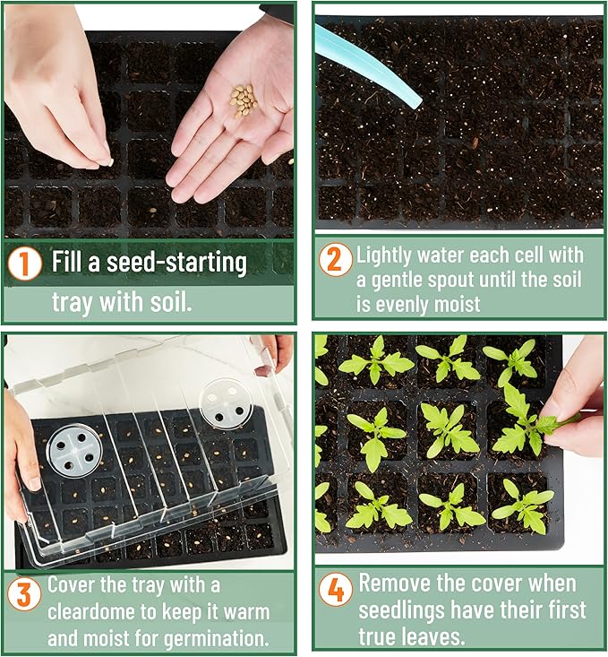 Mr. Pen- Seed Starter Tray Kits, 10 Pack, Total 400 Cells, Durable Plant Germination Trays with Humidity Vented Domes and Bases, Ideal for Seed Starting, Indoor Gardening and Greenhouse