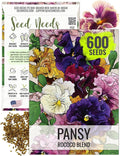 Seed Needs, Rococo Pansy Seeds - 600 Heirloom Seeds for Planting Viola Germania - Colorful Blooms for an Outdoor Flower Garden, Attracts Pollinators (1 Pack)