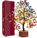 Crystal Tree of Life 7 Chakra Healing Crystals Trees for Home Decor, Office Desk Decor, Boho Decor, Handmade Bonsai Trees for Positive Energy, Money, Good Luck Birthday Gifts for Women, Mom