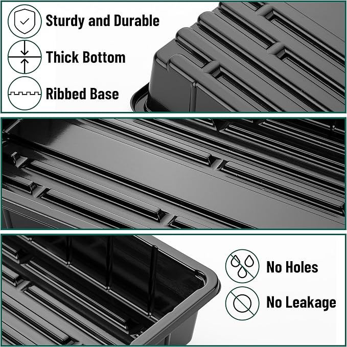 Mr. Pen- Plastic Growing Trays, 10 Pack, Black, 17”x10”, Plant Tray, Seed Tray, Seedling Tray, Propagation Tray, Plant Trays for Seedlings, Seedling Starter Trays, Microgreens Growing Trays