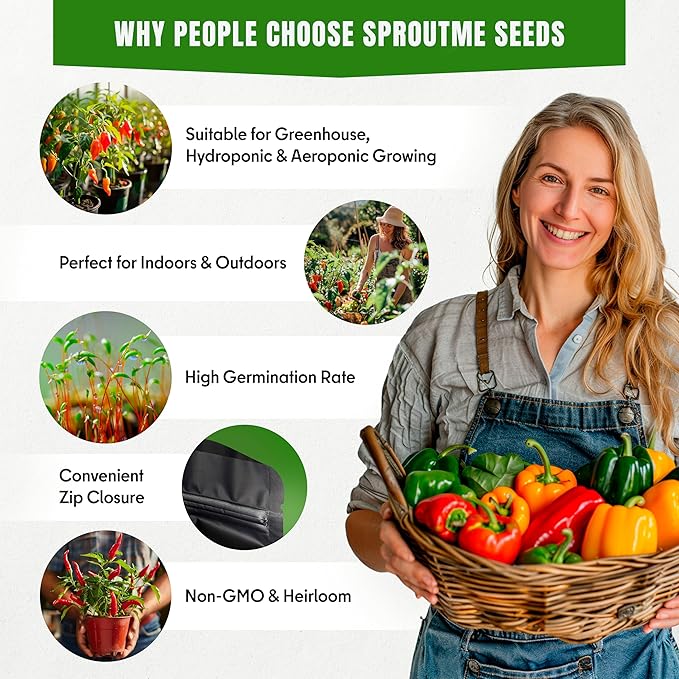 Fall & Winter Anaheim Pepper Seeds for Indoor Planting – 50 Non-GMO Heirloom USA-Grown Mild 500–2,500 SHU Seeds with High Germination (Capsicum annuum)