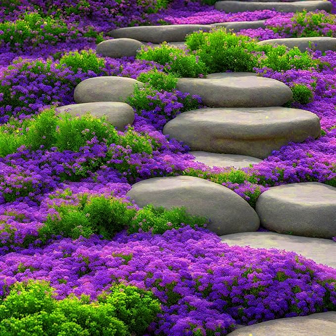 2000+ Rare Purple Creeping Thyme Seeds for Planting - Heirloom Ground Cover Plants Fresh Home and Garden