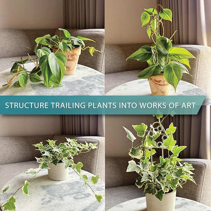 Small Metal Trellis for Indoor Plants Metal Plant Stake for Climbing House Plants Plant Support for Potted Plants Orchids, Monstera, Pothos, Ivy, Hoya Set of 4 Mushrooms (Simply Silver)