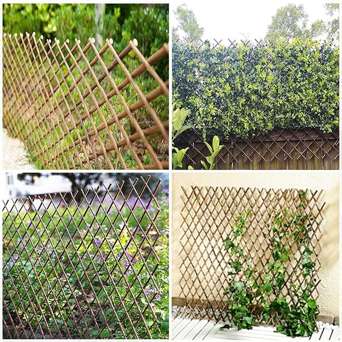 Nature Willow Trellis Expandable Plant Support Plant Climbing Lattices Trellis Willow Expandable Trellis Fence for Climbing Plants Support 36x92 Inch,Double Panel (2, Willow Wicker Fence)
