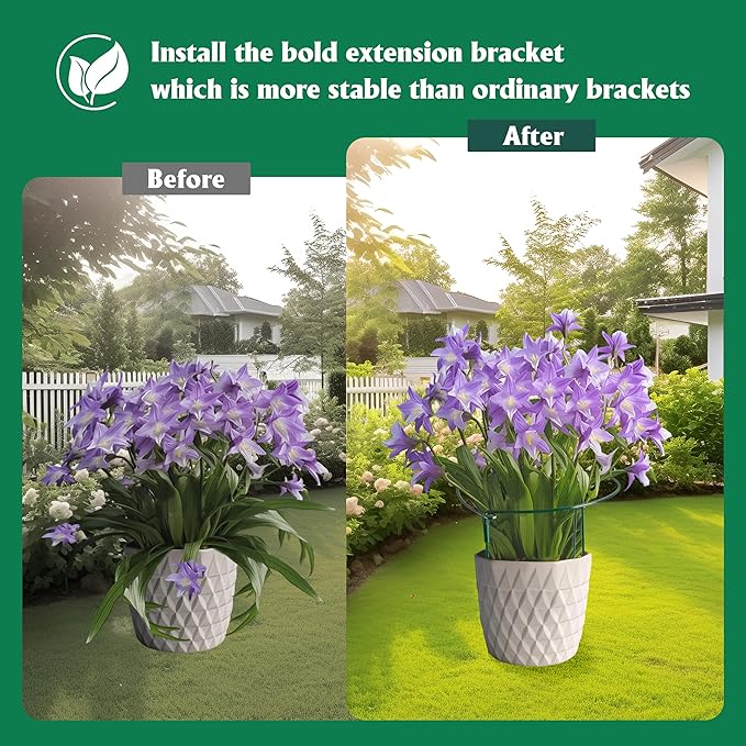 Plant Supports Stakes 6PCS, Half Round Metal Garden Stakes Plant Support For Peony Cages and Supports,Green Plant Support Ring Border for Outdoor Indoor Plants, Hydrangea (10" W x 16" H, 6 PCS)