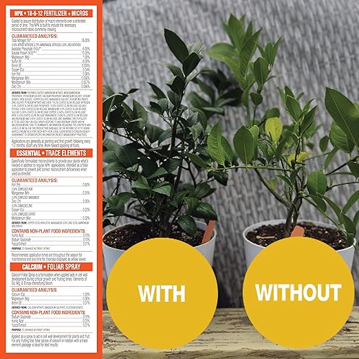 Citrus Tree Fertilizer Kit - Complete 3-in-1 Plant Food with NPK Granules, Liquid Micronutrients & Calcium for Container Lemon Orange Lime Trees, 3-Month Supply for Indoor Outdoor Citrus Plants