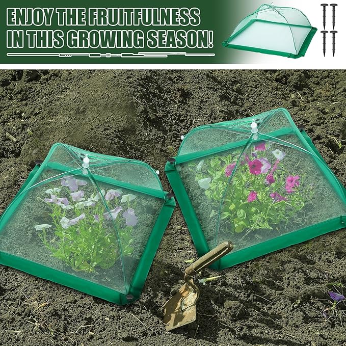 20 Pcs 17 Inch Mesh Plant Cover Plant Protectors from Animals Outdoor Plant Tent for Vegetables Food Cover Net Garden Netting Cover Collapsible Plant Umbrella to Keep Small Animals Out