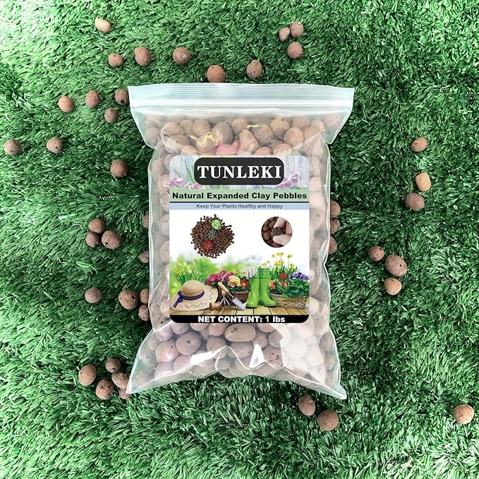 1Lbs Leca Expanded Clay Pebbles, 8-16mm Expanded Clay Aggregate, Natural Clay Pebbles for Hydroponic & Aquaponics Growing, Orchid Potting Mix, Hydroponics Supplies for Indoor Garden Plants