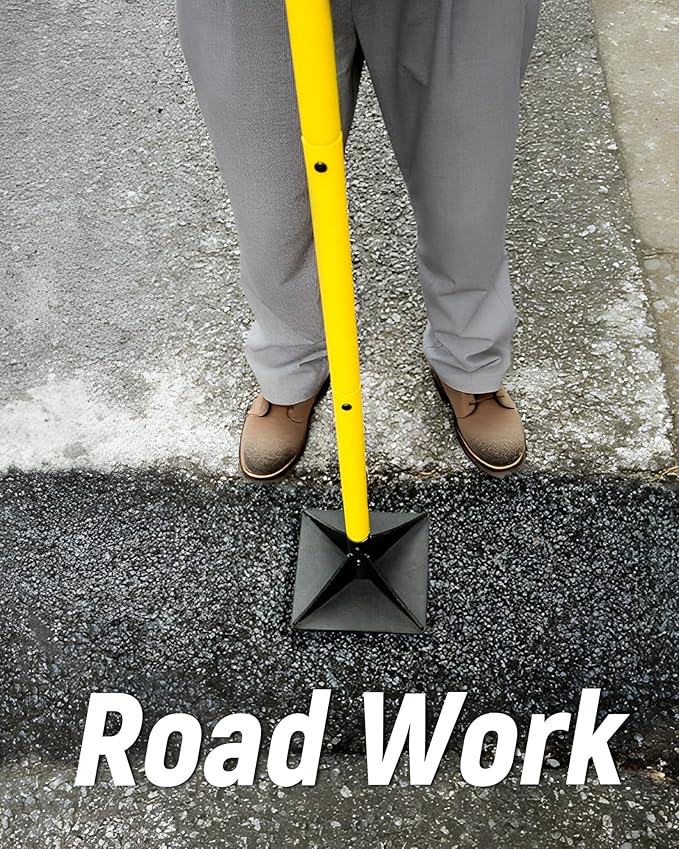8"x8" Steel Tamper with 48" Handle, Heavy Duty Hand Compactor Tool for Leveling Soil, Gravel, Sand, Asphalt, Ground, Paver, Driveway, Garden, Yard and Blacktop Repair