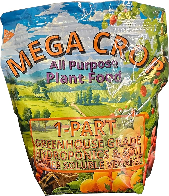 Mega Crop 1-Part Complete Base Nutrient - Hydroponic and Soil Fertilizer for Plants with Organics – Easy to Use for Max harvests - Makes 500+ Gallons