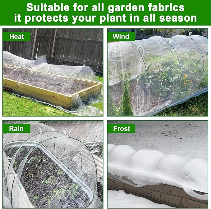 FOTMISHU Garden Hoops for Raised Beds Row Cover,6 Sets 8.4ft Grow Tunnel,Rust-Free Fiberglass Greenhouse Support Hoops Frame for Garden Mesh Netting, Outdoors Plant Growth -36PCS